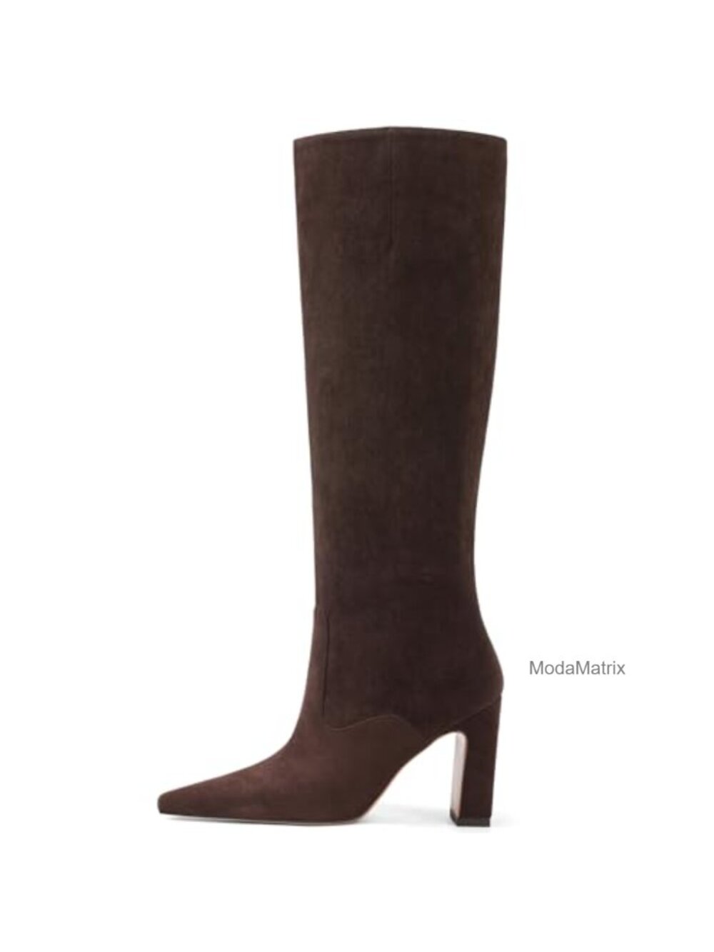 Faux Leather Knee High Boots Square Toe Block Heel Fall